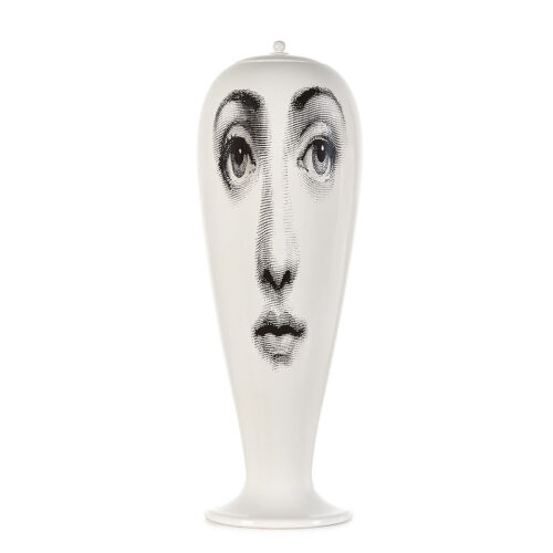 A Piero Fornasetti Tall Goodmorning Goodnight Lidded Vase