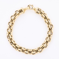 9ct Yellow Gold, .24ct Diamond Set Round Link Bracelet