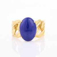 18ct Yellow Gold, Vintage Lapis Lazuli Ring, Size N