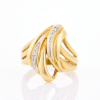 14ct Yellow Gold, Wide Plain .03ct Diamond Dress Ring, Size L