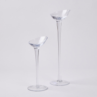 A Pair Of Glass Candle Holders