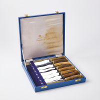 A Boxed Collection Of Vintage Horn Handled Steak Knives