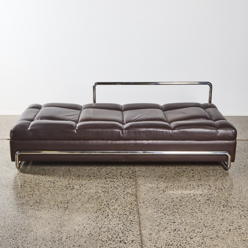 A Modernist Chrome And Chocolate Leather Daybed