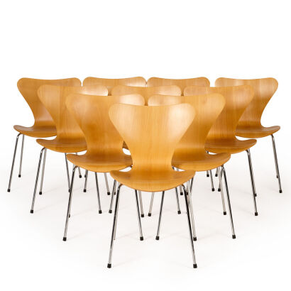 A Set of Ten Arne Jacobsen for Fritz Hansen Chairs