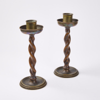 A British-Made Pair Of Barley Twist Candlesticks