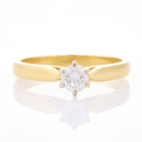 18ct Yellow Gold, .34ct Solitaire Diamond Ring