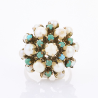 9ct Yellow Gold, Vintage, Pearl / Turquoise Ring