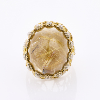 Gold Plated, Vintage, Rutilated Quartz Ring