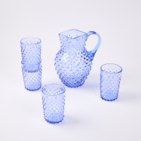 A Hobnail Glass Pitcher & Glass Set