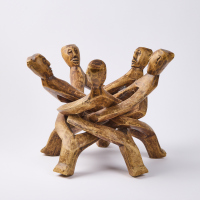 An Interesting Hand Carved Sculpture Of Five Figures