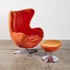 An Egg Chair & Footstool In Orange Velour Fabric - 2