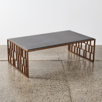 A Designer Copper & Stone Coffee Table from Republic