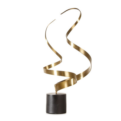 A Small Curtis Jere Tri-Ribbon Brass Sculpture