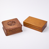 A Pair Of Antique Treen Marquetry Boxes