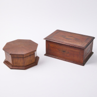 A Pair Of Antique Treen Arts And Crafts Boxes Clipart & Octagonal