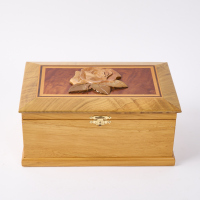 A Vintage Marquetry Treen Box With Carved Rose