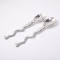 A Pair Of Aluminum Zig Zag Salad Servers