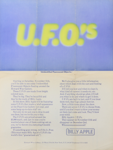 BILY APPLE UFO's (Unidentified Fluorescent Objects) (Howard Wise Gallery, New York)