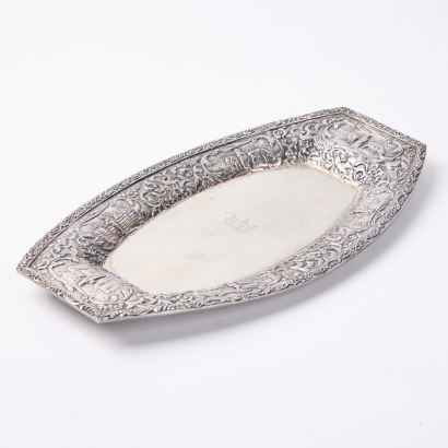 An Antique Art Nouveau Derby Silver Company Repouss Bread Tray c.1880s