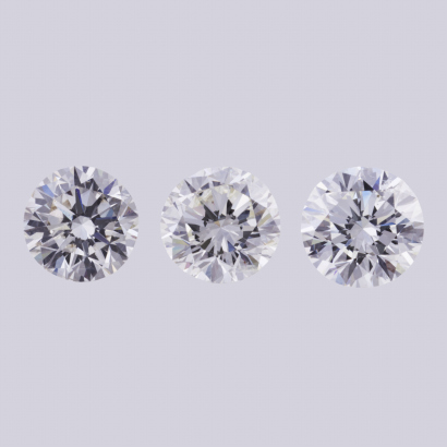 A set of 3 Matching Round Brilliant cut Diamonds totalling 3.14cts