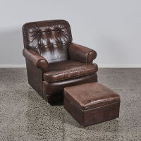 A Vintage Lounge Chair with Footstool