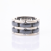 Chanel, 18ct White Gold / Ceramic 'Ultra' Ring, Size N1/2 with Box