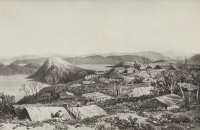 Vue Interieure Du Pa De Kahouwera. Nouvelle Zelande by De Saison. 1835