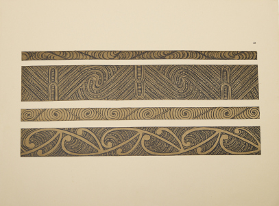 J.H MENZIES: Plate 15, Māori Patterns, Painted & Carved