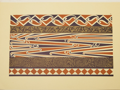 J.H MENZIES: Plate 10, Māori Patterns, Painted & Carved