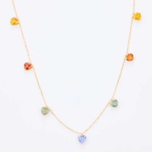 18ct Yellow Gold, Modern, 44cm Necklace with Multicolour Sapphires