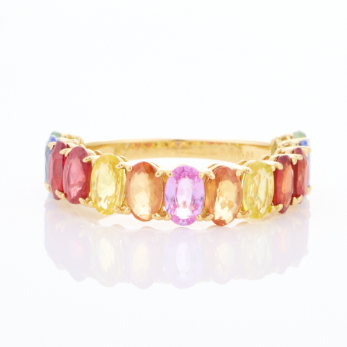 18ct Yellow Gold, 4.00ct Multi-colour Sapphire Ring