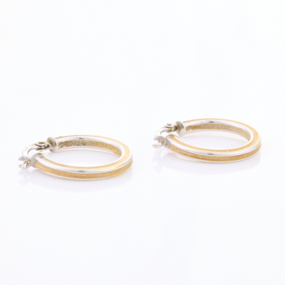 14ct White Gold, / Yellow Gold Accent, Hoop Earrings