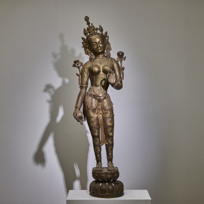 A Tall Sino-Tibtan Parcel-gilt Copper Tara