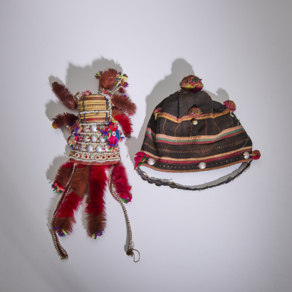 A Hat and Headdress from the Akha Tribe, Thailand