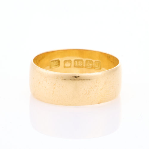 18ct Yellow Gold, Wide Plain Band, Size Q