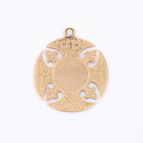 9ct Yellow Gold, Vintage, Engraved Medallion (no bale)