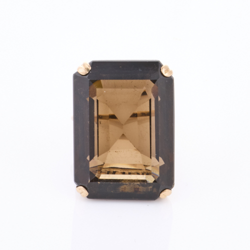 9ct Yellow Gold, Large Smokey Quartz Cocktail Ring