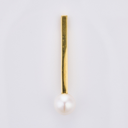 18ct Yellow Gold, Pearl, Bar Pendant