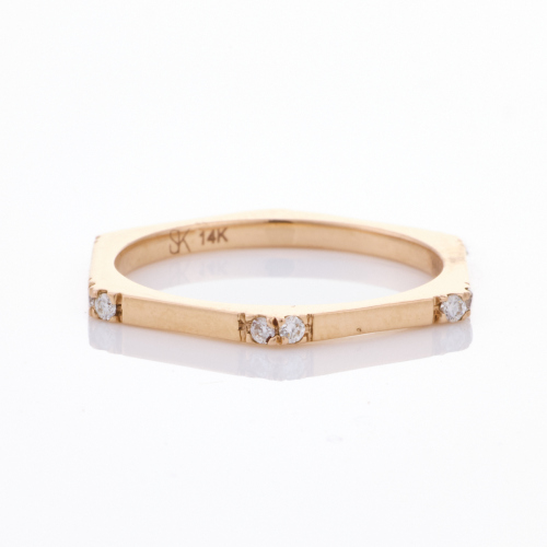 14ct Rose Gold, Selin Kent, Hex .12ct Diamond Stacker Ring