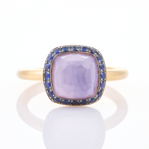 18ct Rose Gold, Geometry Rng by Gioielliamo, Set with Amethyst / Sapphires