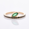 14ct Rose Gold, Selin Kent, Defne Pave Ring, with Emerald / Black Diamonds