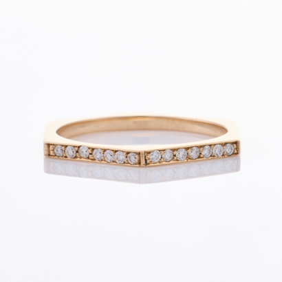 14ct Rose Gold, Selin Kent, Hex ring. with .14ct Diamonds