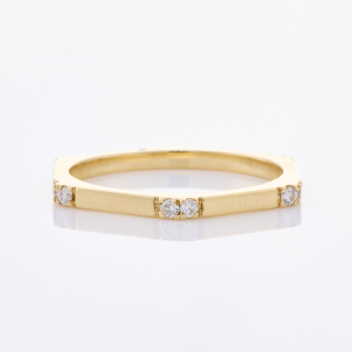 14ct Yellow Gold, Selin Kent, Hex .12ct Diamond Stacker Ring