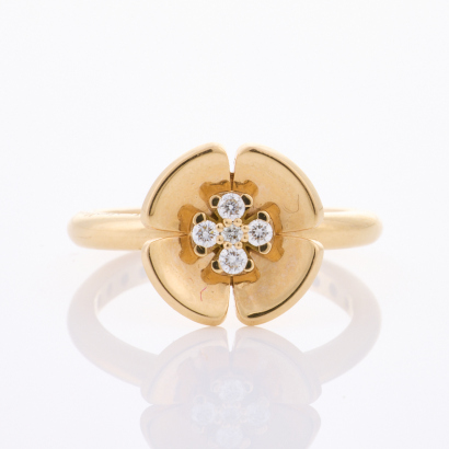 18ct Rose Gold, Flower Ring by Gioielliamo, .05ct Diamond Ring