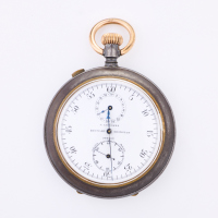 Steel, Guinard - A. Saunders, 52mm, Split Second Chronograph, Manual Wind Stopwatch, circa 1910