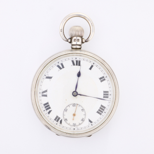 Sterling Silver, 49mm Open Faced ALD Pocket Watch