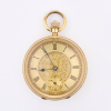 14ct Yellow Gold, 35.5mm Open Faced Engraved Pocket Watch with case