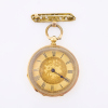 14ct Yellow Gold, 36.5mm Open Faced, Enamelled Case back, Key Wind Pocket Watch with Brooch - 2