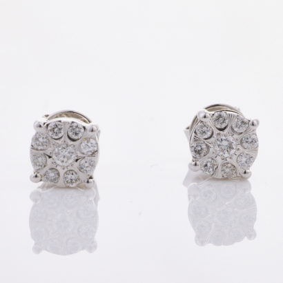 10ct White Gold, .30ct Diamond Cluster Stud Earrings