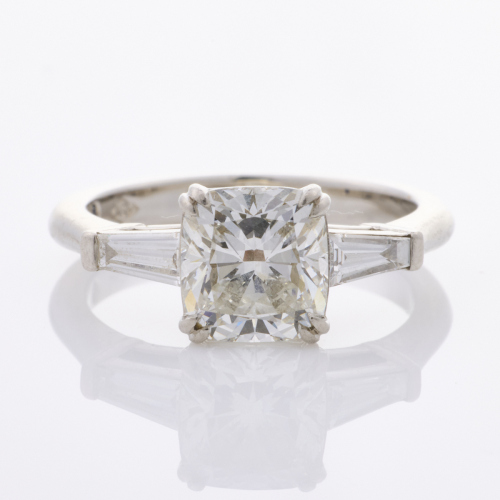 Naveya & Sloane, Platinum, 1.53ct Cushion cut /.29ct Diamond Ring